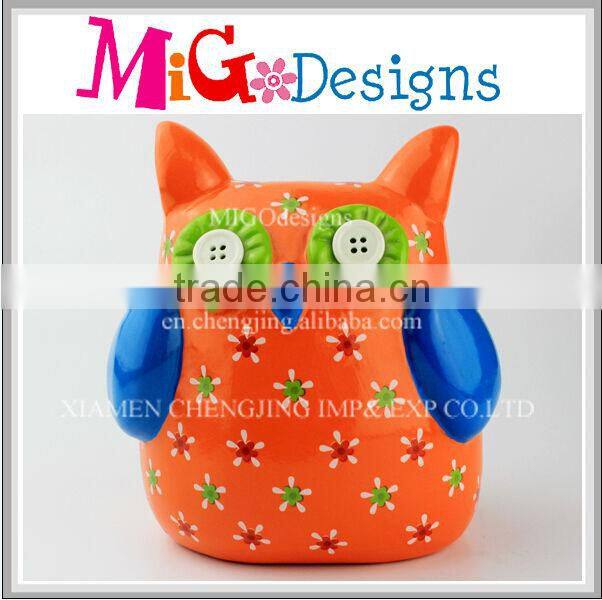 Dealers Coins Owl Shapes Ceramic Money Saving Box