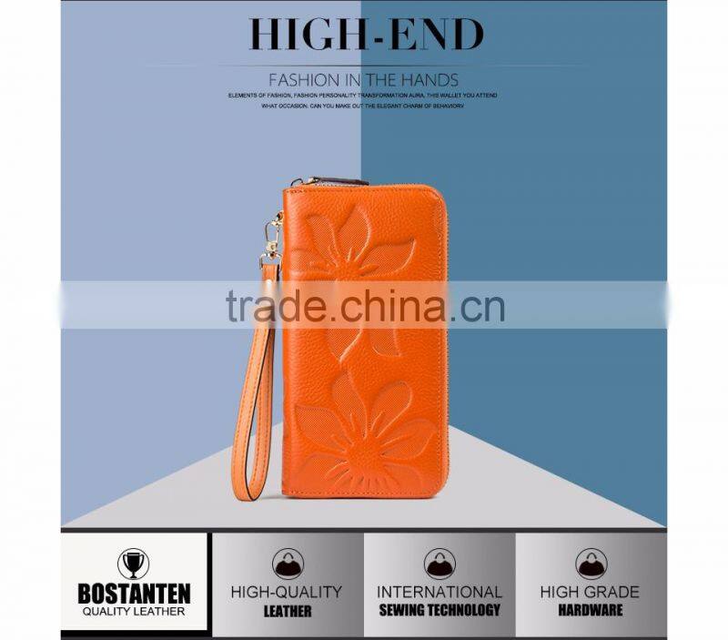 hand bag wallet women zipper genuine leather wallet with cell phone and coin pocket