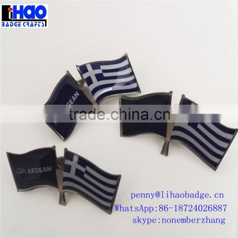 pin badge high ranking round screw attchment army badge engraved letters logo in the center lapel pin