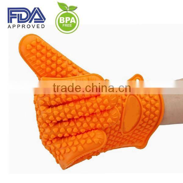 high quality food-grade microwave silicone five fingers rubber glove /silicone pot holder