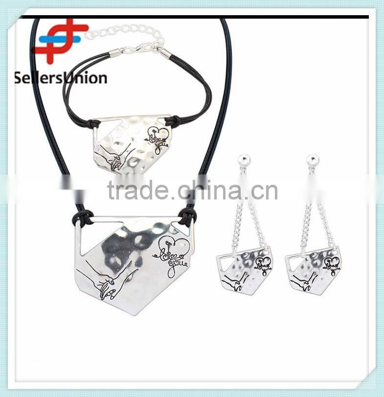No.1 yiwu exporting commission agent wanted fancy designed necklace and bracelet and earrings jewelery set with leather chain