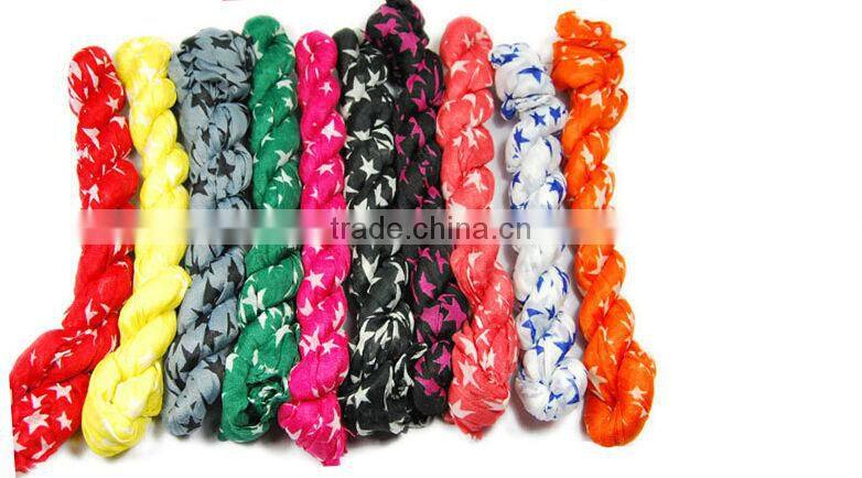 Fashion Women Ladies Soft Long Crinkle Shawl Stars Scarf Stole Cotton