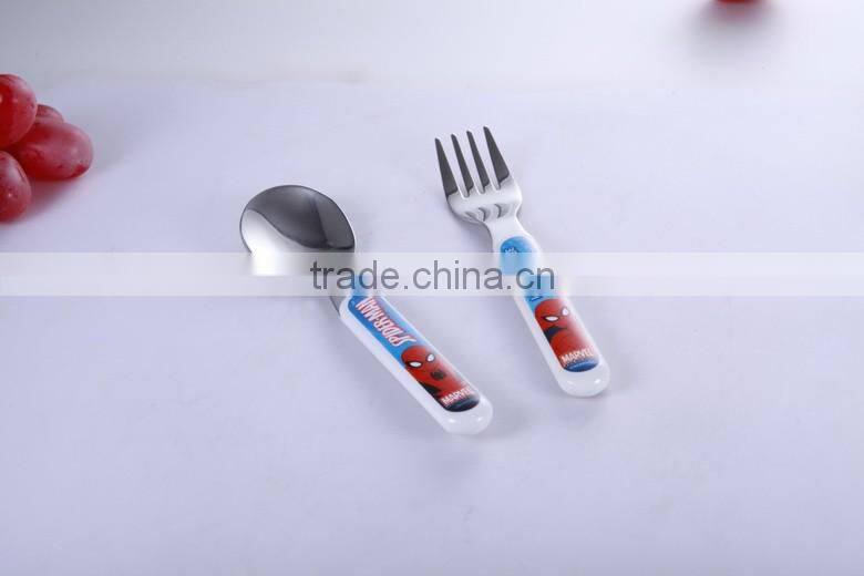 SS 430 baby cutlery set with ABS handle, custom design handle decal, china top ten selling products