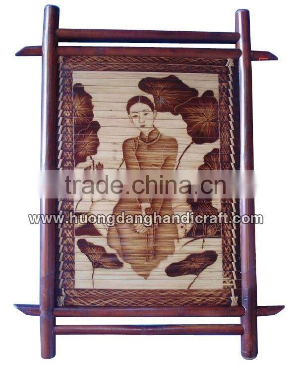 Vietnam bamboo painting with traditional pattern