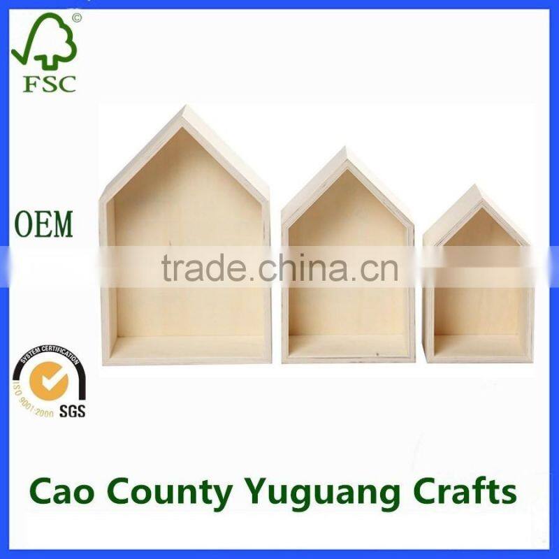 antique wooden wall hanging decorative box house-shaped wooden wall shelf