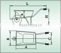 Red plastic kids wheelbarrow with wooden handle WB0603