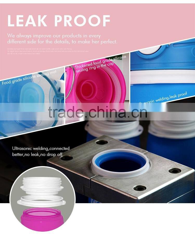 Excellent Silicone Material 16OZ Collapsible Water Bottle