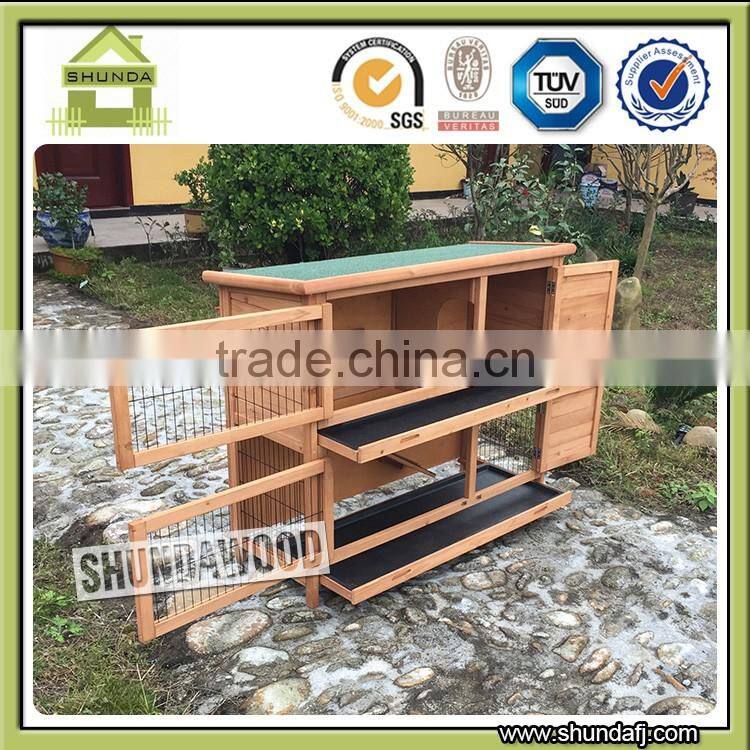 Quality Assured SDPets SDR020 Custom double decker rabbit hutch rabbit house wooden pet house