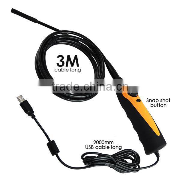 High Definition USB Video Inspection Borescope/ 3M Cable Endoscope Pipe Snake Scope 8.5mm HD Camera 6 LED
