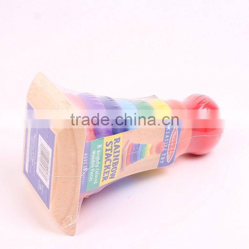 Wood toy Montessori Piling Ring Rainbow Tower Tumbler Stacker Stack Up Kids Child Baby Classic Educational Toy