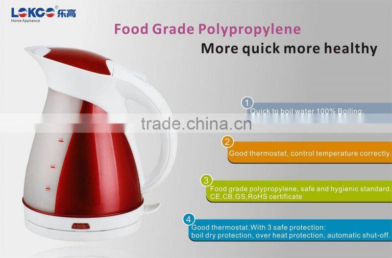Hot 360 rotation plastic Cordless electric kettle