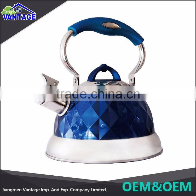 Portable tea kettle stainless steel blue gas soup kettle with color coating