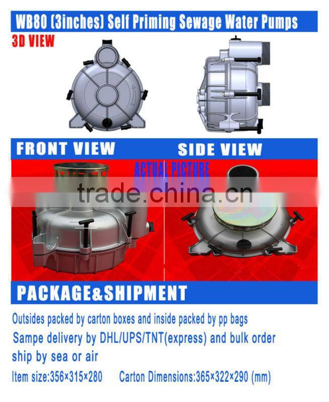 3"Centrifugal Trash Pumps Sewage Pump of trash water