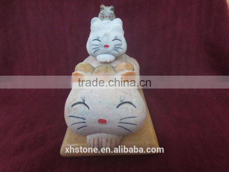 Small cute cat stone scupture for hot sale