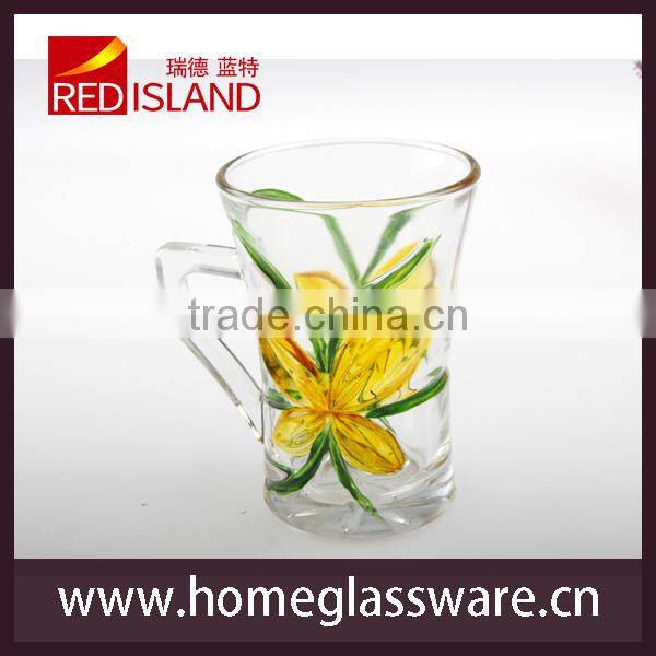 glass manufactory supply hand painted engraved glass mug glass tea mug