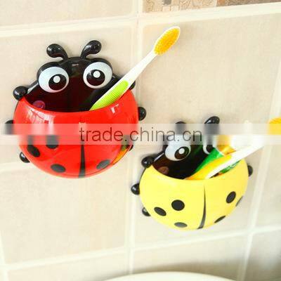 J333 Plastic Cartoon Beetle Toothbrush Holder Bathroom Set with Four Strong Suction Cup