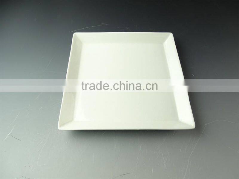 white square porcelain plate, cheap flate dinner plate for restaurant with all size in stock