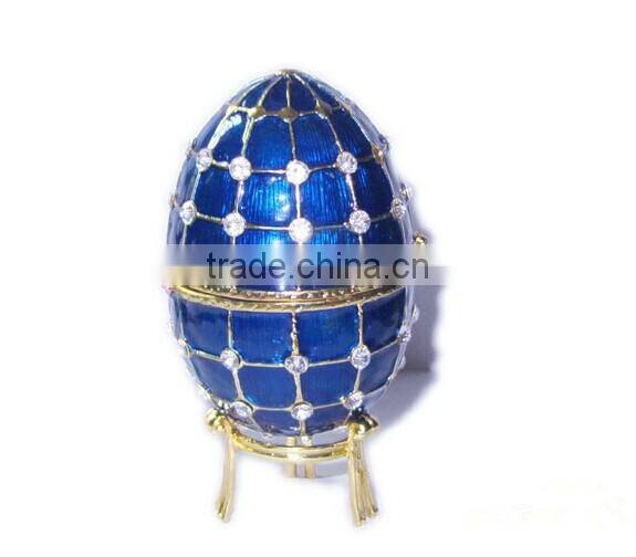 Electroplate high-grade tin blue faberge egg trinket boxes