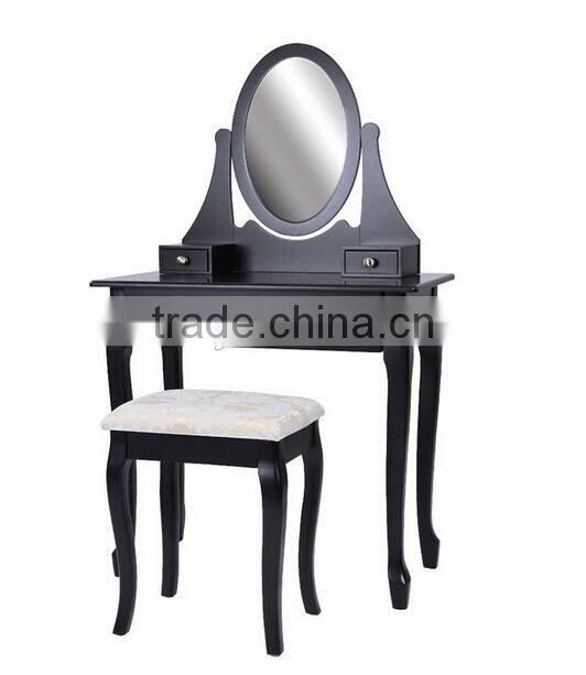 Make Up Table with Bench, Wooden Dressing Table with Mirror and Stool, Bedroom Wooden Furniture