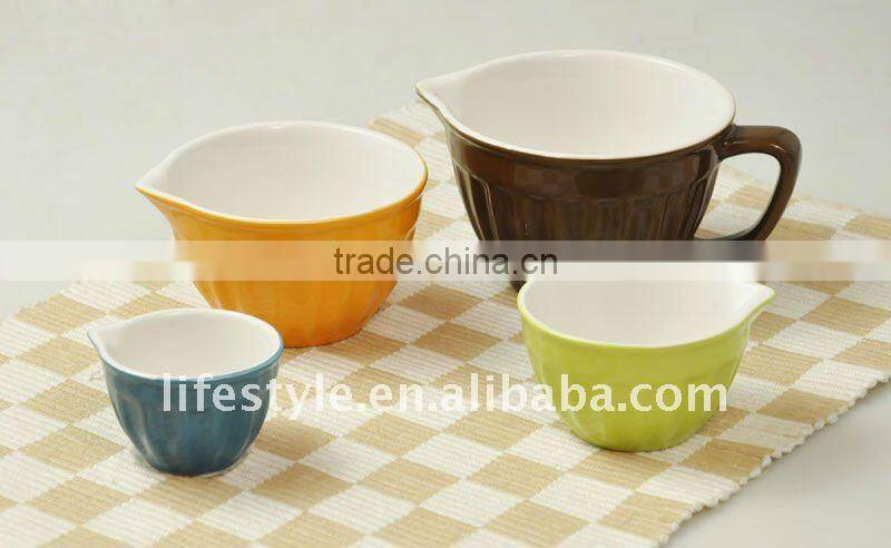 5Pcs Stoneware Measuring Cups, Colorful