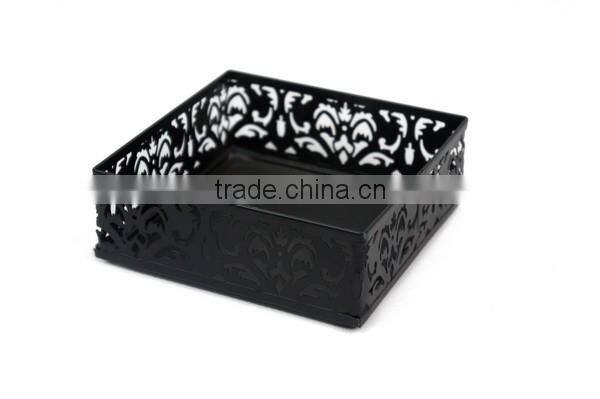Black Metal Punched Desktop Stationery Sundry Storage Basket