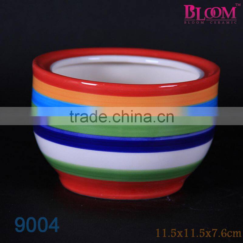China wholesale handpaint stripe ceramic butter dish with lid
