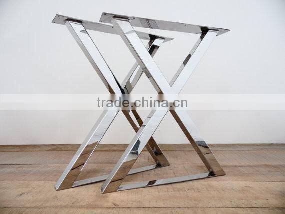 Best quality furniture stainless steel polishing finished X shape wood table leg