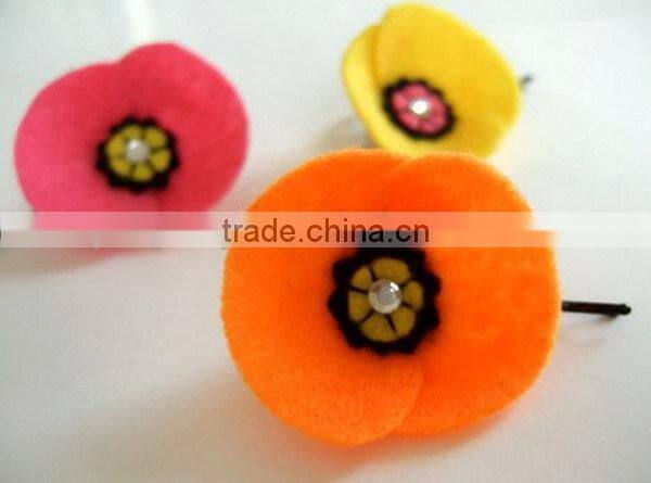 hot 2017 best selling new product decorative custom handmade fabric china supplier felt cheap wedding flower kids hairpin