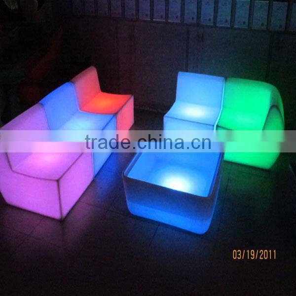 Hot sale commerical fashion illuminated growing high quality plastic LED sofa with 16 colors change