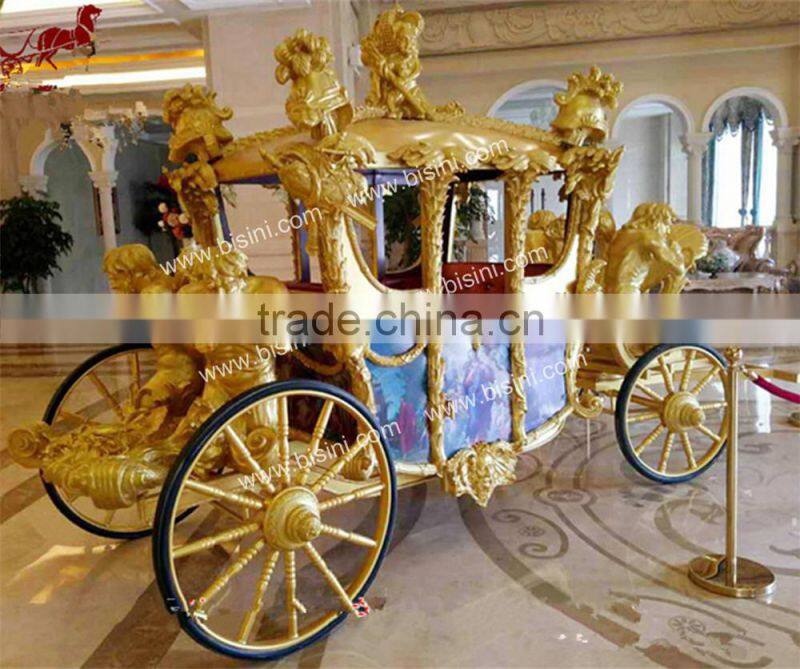 European style carved golden Royal horse saddle wedding carriage luxury horse carriage for sale(BG11-M051)