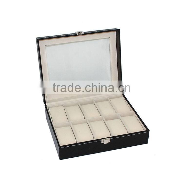 10 Grid Watch Display Storage Case Jewelry Collection Organizer Leather Box