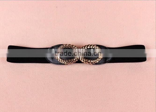 Wholesale leaf heart pattern alloy buckle elastic sex women lady waist belt