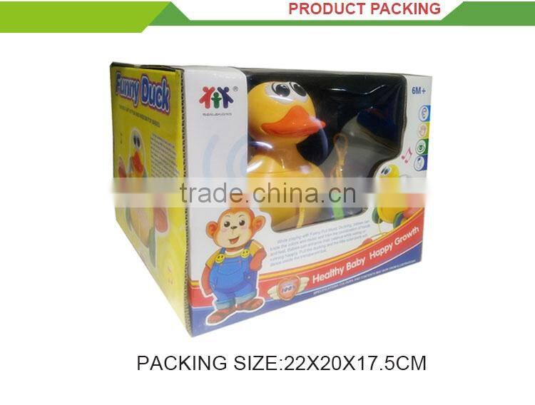 Intelligence plastic cartoon music duck pull string toys