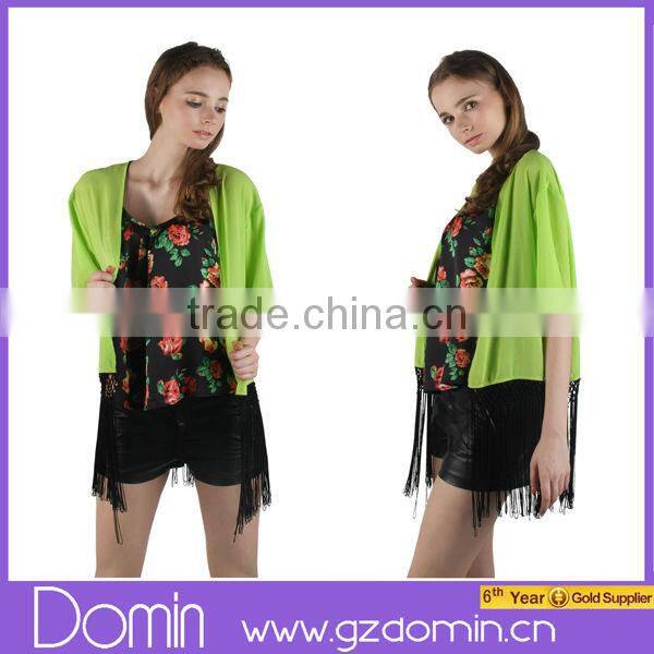2014 Newest Woman Summer Fringe Kimono Poncho , Beach Kimono Cardigan