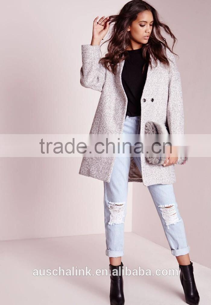 2016 new style girls grey wool cocoon coats elegant design