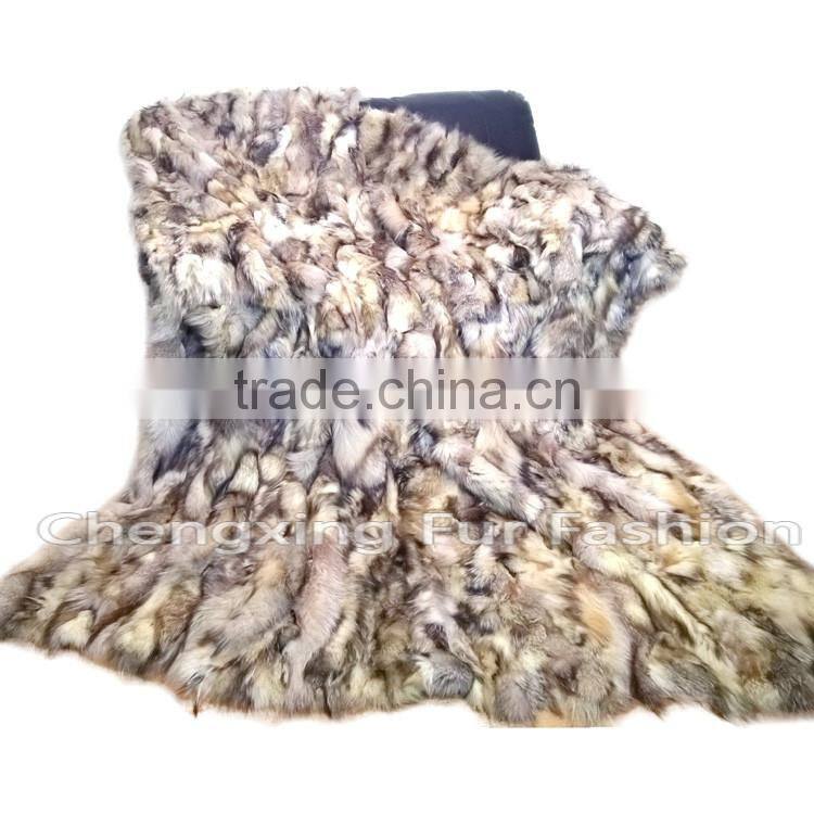 CX-D-85 Patchwork Blanket/Real Fox Fur Blanket/Throw Blankets