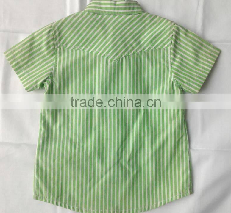 2016 new style fashion green and white stripes boy's shirts