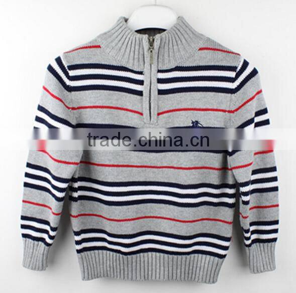 wholesale 1/4 zip up knitting striped baby boys sweater