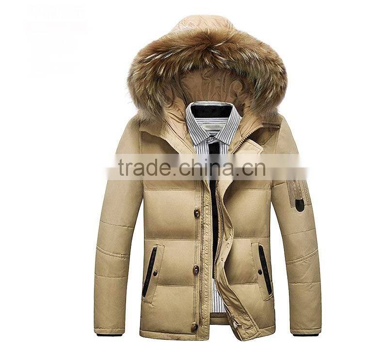 Winter Warm Fur Hoody Man Quilting Padded Jacket