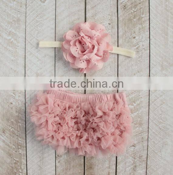 Little girl bloomer dress pink chiffon fabric with ribbon bowknot wholesale baby product