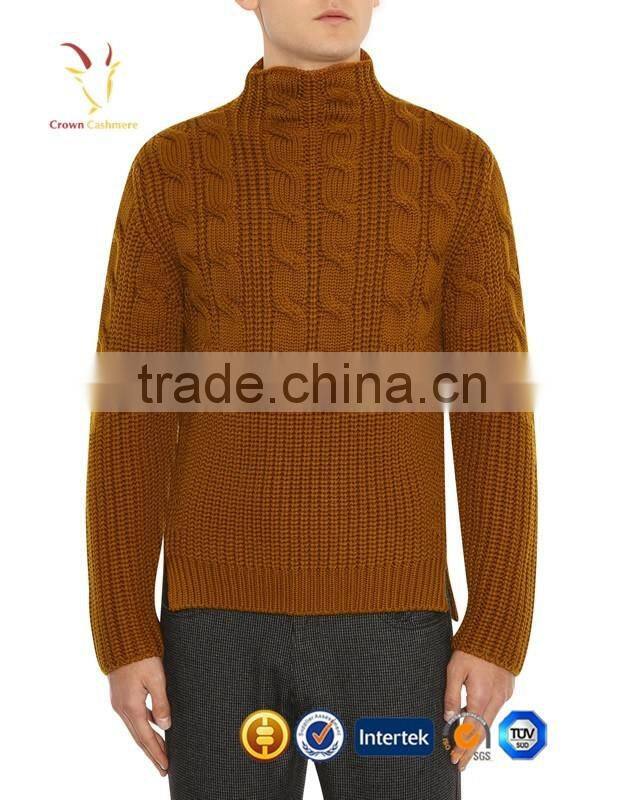 Korea Style Cable Knit Mens Turtle Neck Sweater