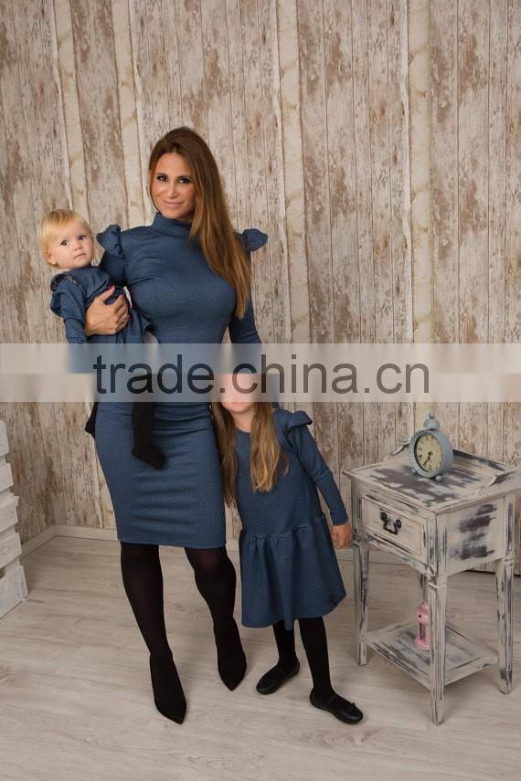 Designer Baby Frocks Mother Daughter Matching Long Sleeves Party Dress