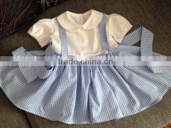 Children Back to School Clothing Sister and Brother Set Blue Ginghan Dress