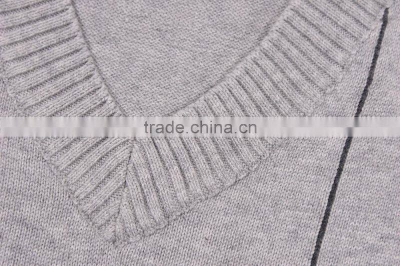 High Quality Plain Grey V Shape Sweater