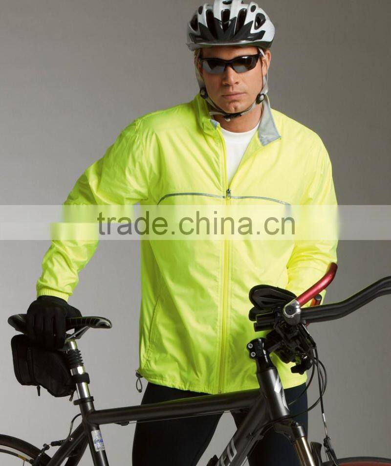 Men's outdoor wear jacket with reflective tape lightweight windbreaker