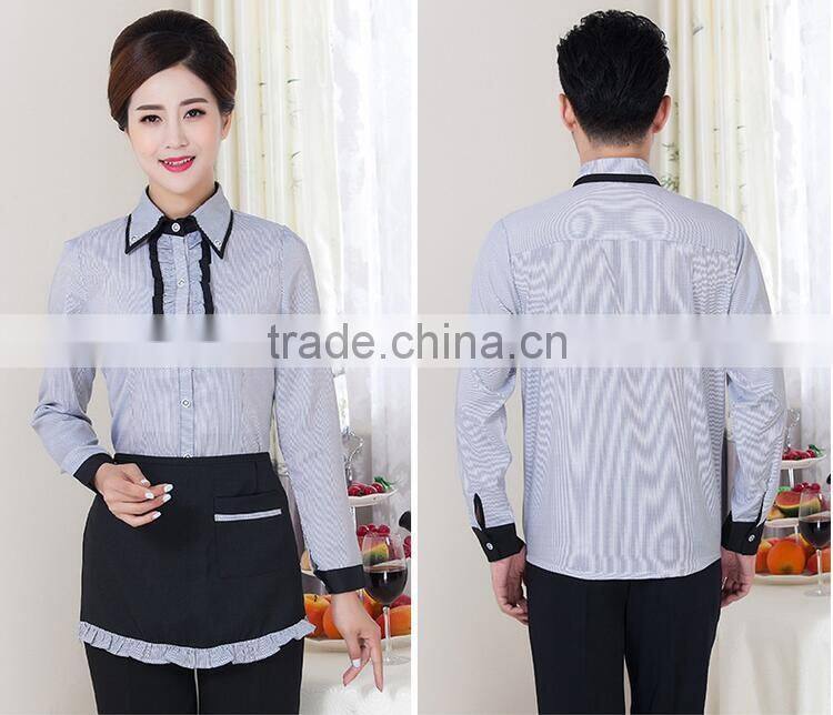Custom new design fashionable embroidery logo hotel receptionist uniforms wholesale
