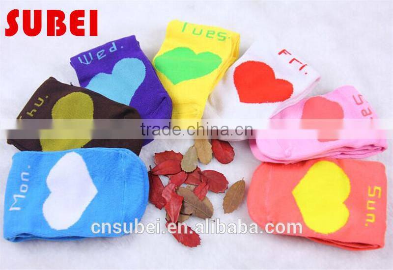 colorful cotton week socks