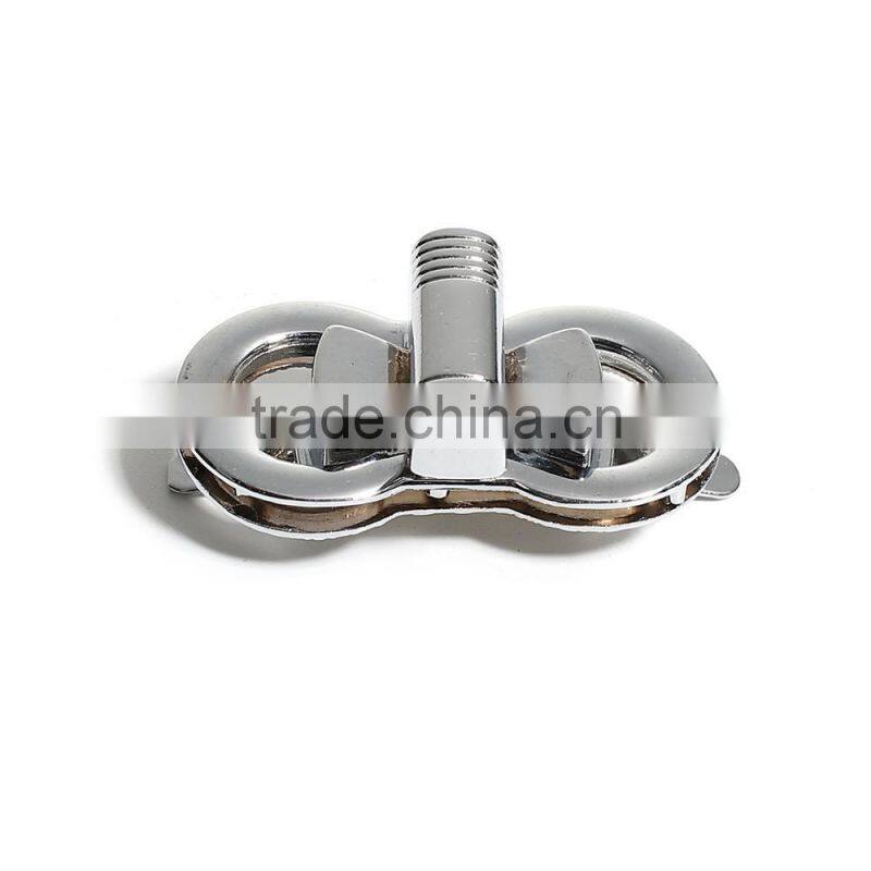 Zinc Based Alloy Purse Twist Turn Lock Silver Tone 44mm(1 6/8") x 23mm( 7/8"), 1 Set