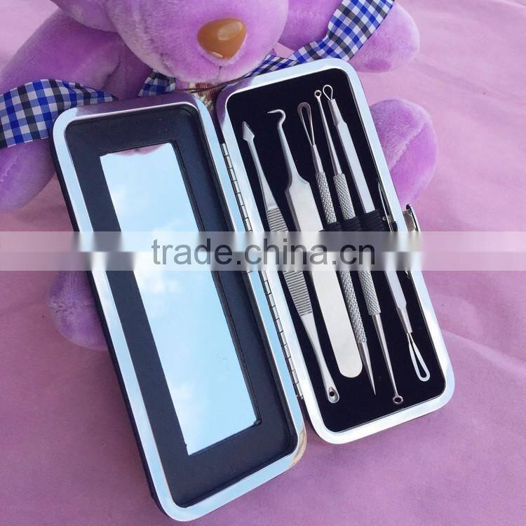 Curved acne clip tweezer extractor needle blackhead Comedones Whitehead remover