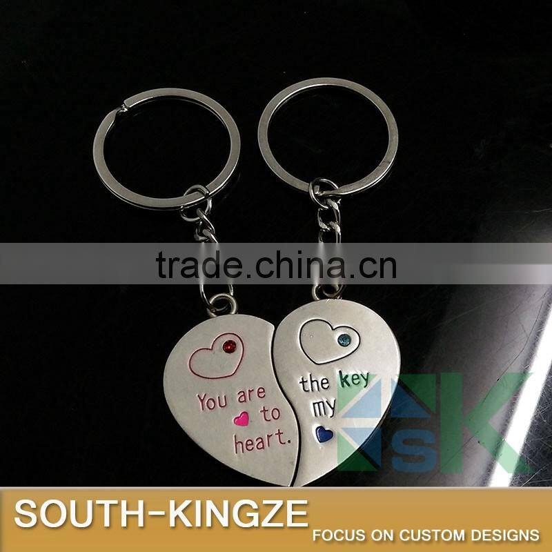 Girl Boy Alluminum Alloy Half Hearts Keychain